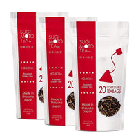 [Sugimoto Tea] Enrich Hojicha Teabags, Rich Toasty Japanese Green Tea, Low-Caffeine Evening Treat, Rich, Toasty Flavor, Compostable Pyramid Bags (20 Teabags x 3 Packs)
