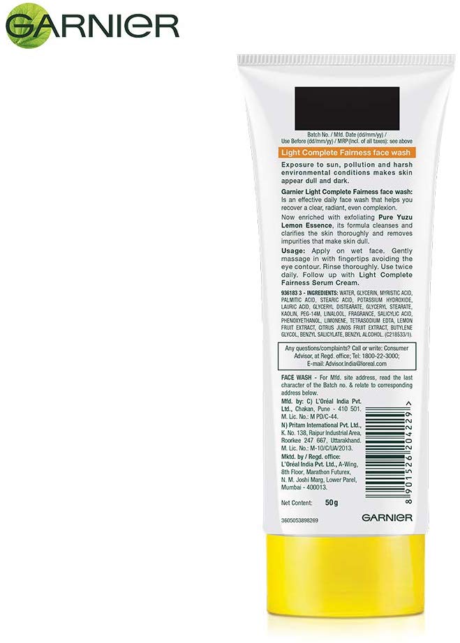 Garnier Skin Naturals Light Complete Facewash, 50g