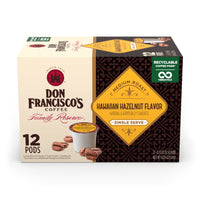 Don Franciscos Hawaiian Hazelnut Flavored Medium Roast Coffee Pods - 12 Count - Recyclable Single-Serve Coffee Pods, Compatible with your K- Cup Keurig Coffee Maker (Including 2.0)