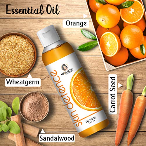 Keya Seth Aromatherapy, Skin Defence Orange Body Oil, Rejuvenates Skin and improves blood flow, Essential Oils of Orange, Sandalwood, Wheatgerm, Carrot Seed (100ml)