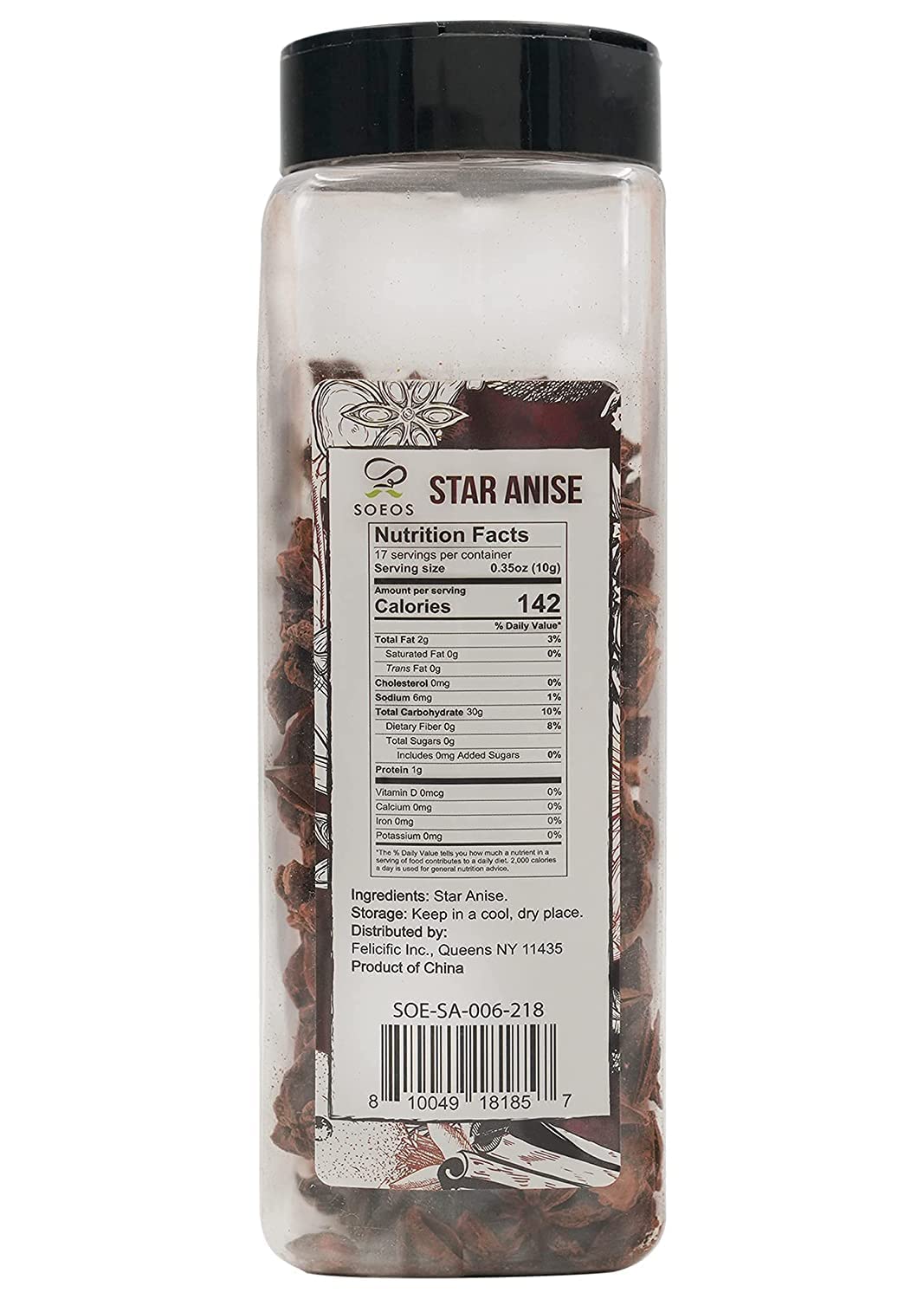 Soeos Star Anise Seeds 6oz (170g), Non-GMO Verified, Great for Baking and Tea, Anis Estrella, Whole Chinese Star Anise Pods, Dried Anise Star Spice, Chinese Star Anise, Star Anise Bulk, Anise Star.