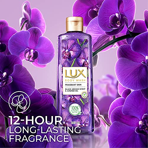 Lux Shower Gel, Black Orchid Fragrance & Juniper Oil Bodywash, With Glycerine For Soft Skin, Long Lasting Fragrance, Paraben Free, 245 ml
