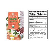 HYLEYS Tea Organic Green Tea Peach and Ginger Flavor - 25 Tea Bags (100% Natural, Sugar Free, Gluten Free and Non-GMO)