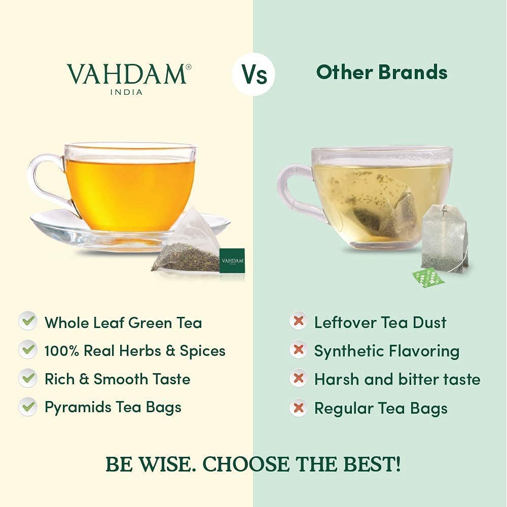 VAHDAM, Earl Grey Citrus Green (15 Tea Bags), Green Tea Leaves from the Himalayas blended with Natural Bergamot Oil - Finest Earl Grey Tea Bags, Long Leaf Bergamot Tea Bags
