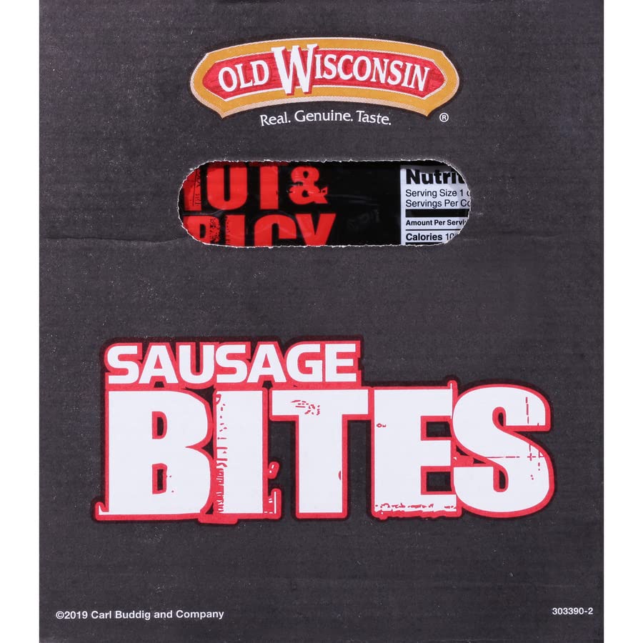 Old Wisconsin Hot & Spicy Sausage Snack Bites, 4oz Resealable Package, Naturally Smoked, Ready to Eat, High Protein, Low Carb, Keto, Gluten Free