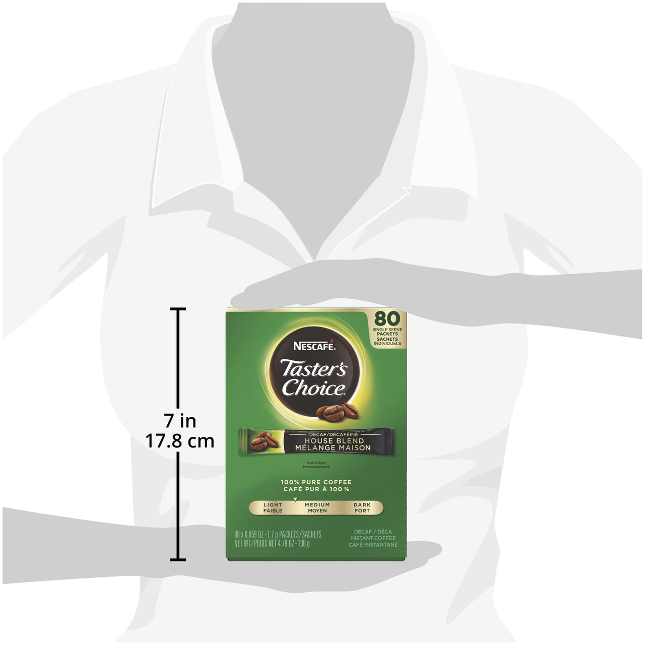 Nescafe Instant Coffee Packets, Decaf, Taster's  Choice Light Roast, 1.7 g Singles (Pack of 80)