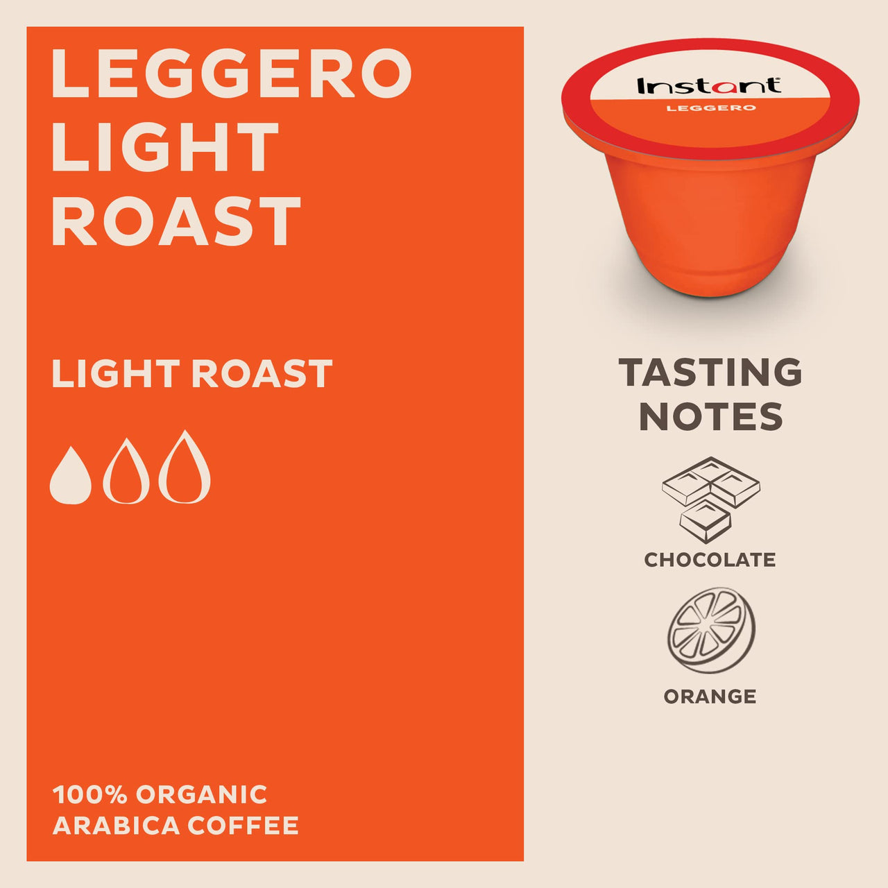 Instant Compostable Espresso Capsules, Leggero Light Roast, 10 Plant-based Capsules, From the Makers of Instant Pot, Eco-Friendly, 100% Organic, Arabica Espresso Capsules with Compostable Inner Bag