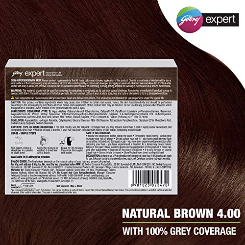 Godrej Expert Rich Creme Hair Colour (Shade 4.00, NATURAL BROWN), Pack of 4