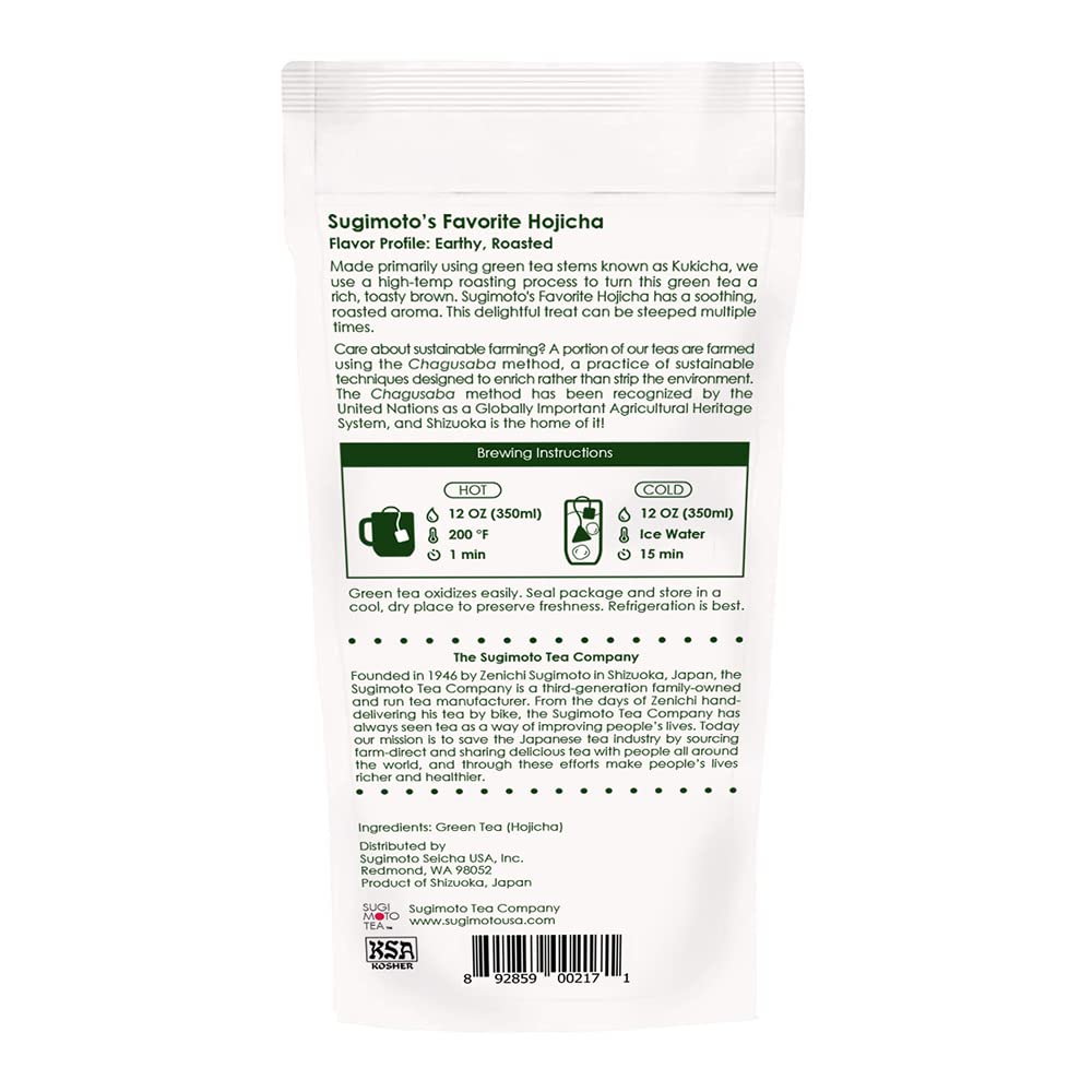 [Sugimoto Tea] Enrich Hojicha Teabags, Rich Toasty Japanese Green Tea, Low-Caffeine Evening Treat, Rich, Toasty Flavor, Compostable Pyramid Bags (20 Teabags x 3 Packs)
