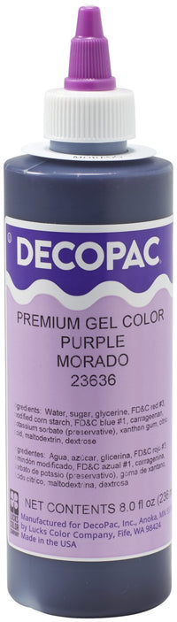 DECOPAC Premium Gel Food Color, Edible Coloring For Use with Buttercream or Whipped Icing, Fondant & Piping Gel, Highly Concentrated Gel, 8oz - Purple