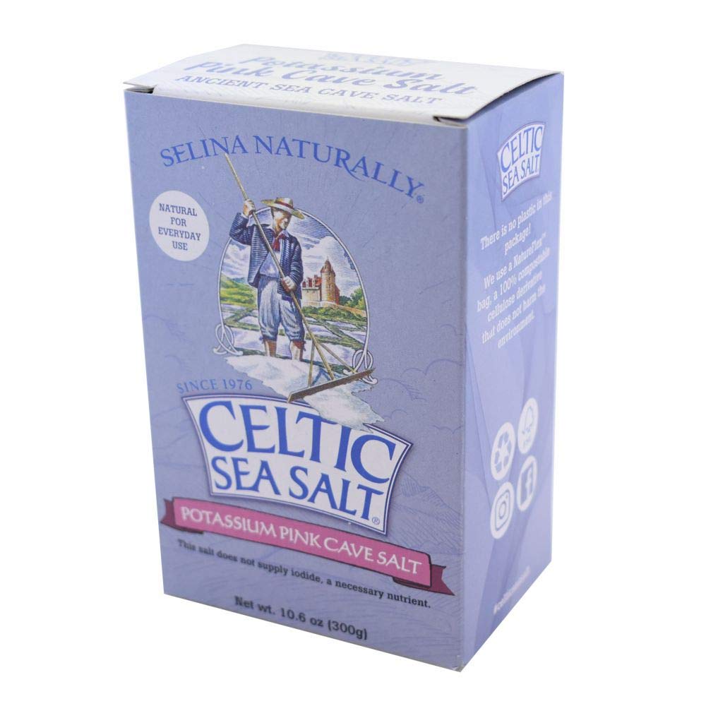 Celtic Sea Salt Pink Potassium Cave Salt 10.6 Oz (300 G)  Extra Fine Grain, Natural, Light In Sodium  For Shaker Jar, Salty, 10.6 Oz (Pack of 1)