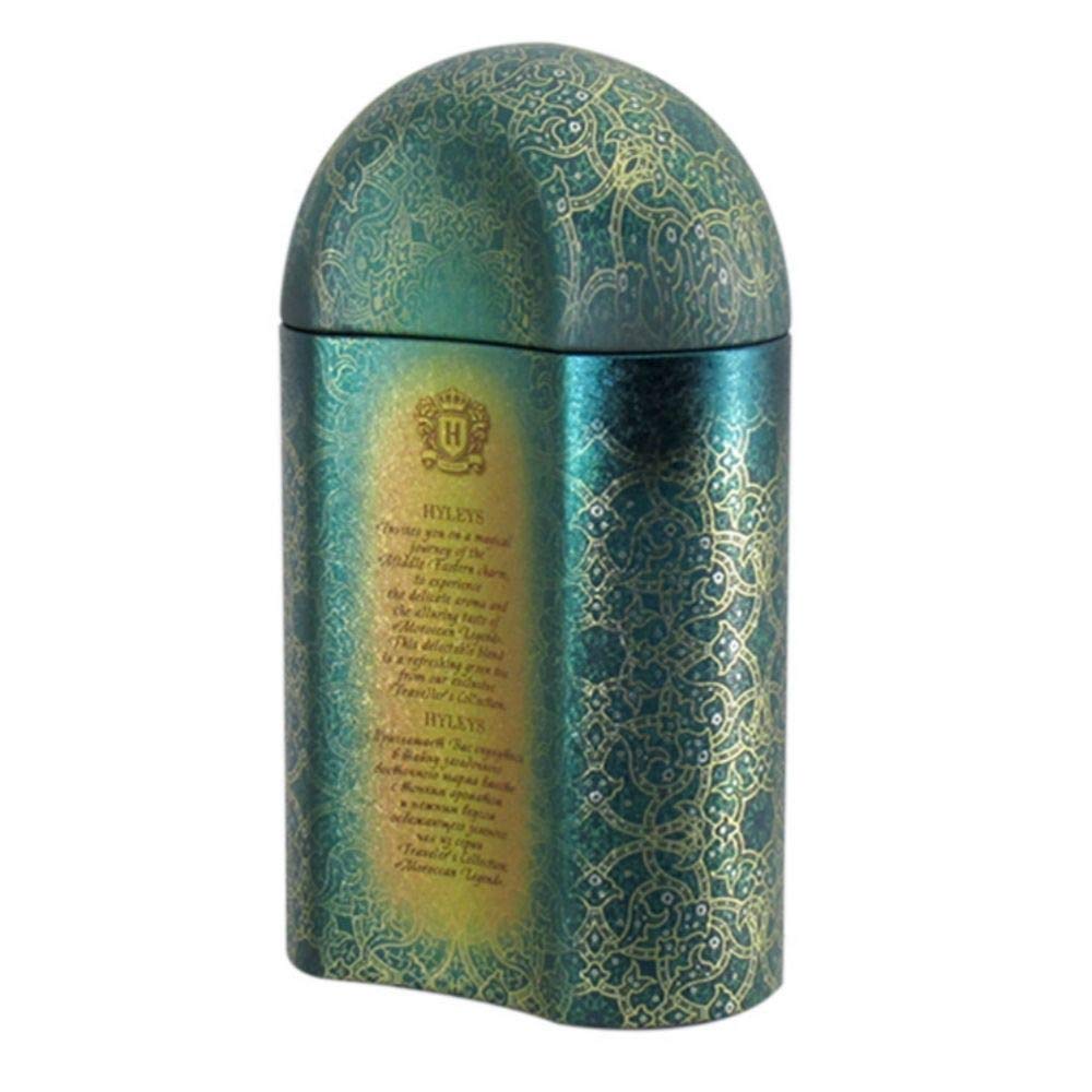 Hyleys Traveller's  Collection Moroccan Legend Loose Leaf Green Tea with Mint Rose and Blue Corn Flowers in Tin, 3.52 Ounce - (100% Natural, Sugar Free, Gluten Free and Non-GMO)