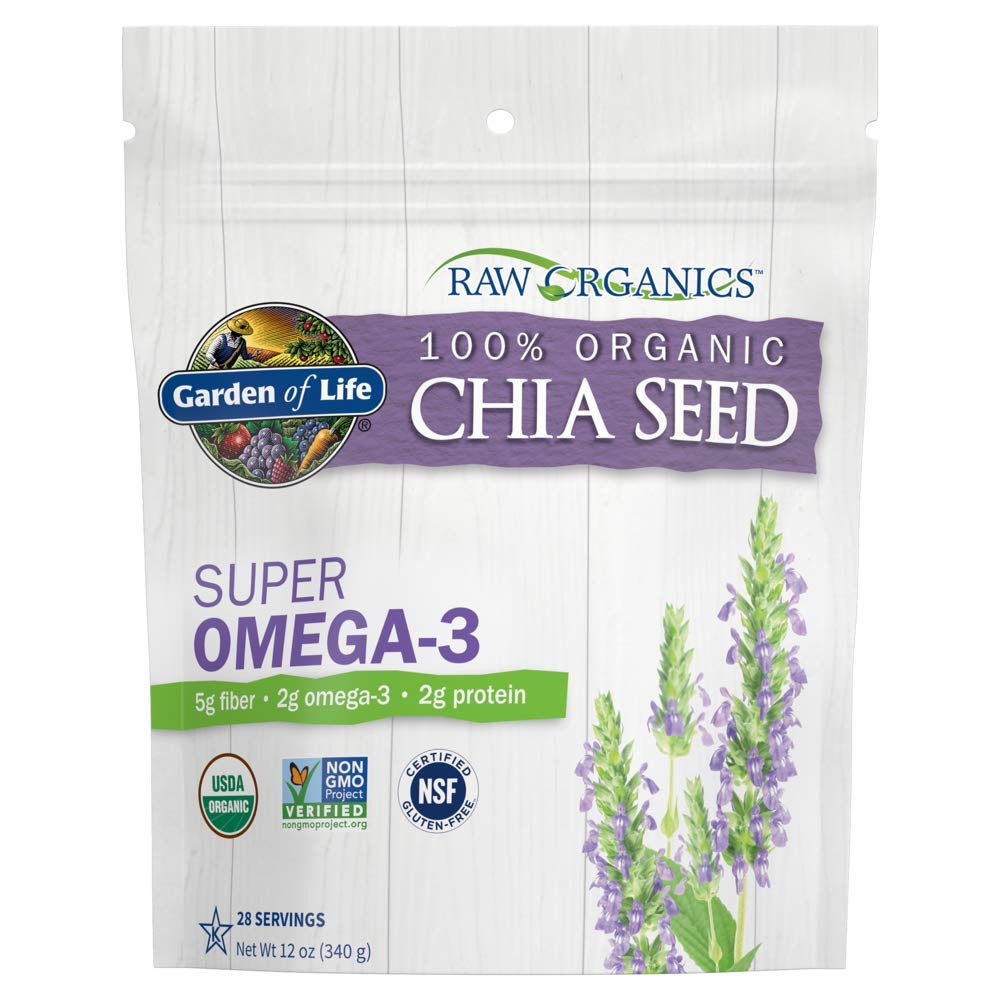 Garden of Life Raw Organic Omega 3 Chia Seeds - Superfood for Healthy Cholesterol and Blood Sugar, 12 oz Pouch - Packaging May Vary