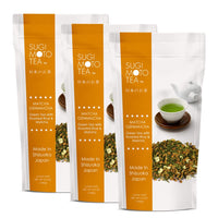 [Sugimoto Tea] Japanese Green Tea Genmai Cha with Matcha, Authentic Loose Leaf Blend, Toasty, Savory Umami Flavor from Shizuoka, Japan (3.5 oz x 3 Packs)