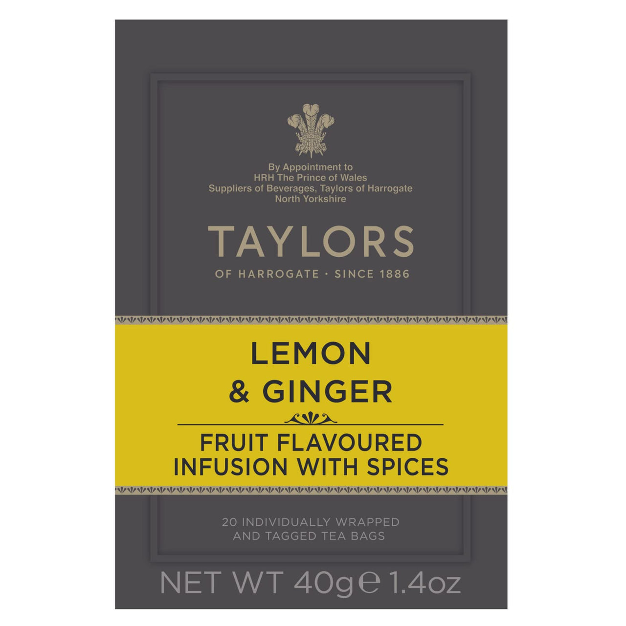 Taylors of Harrogate Lemon & Ginger Herbal Tea, 20 Count