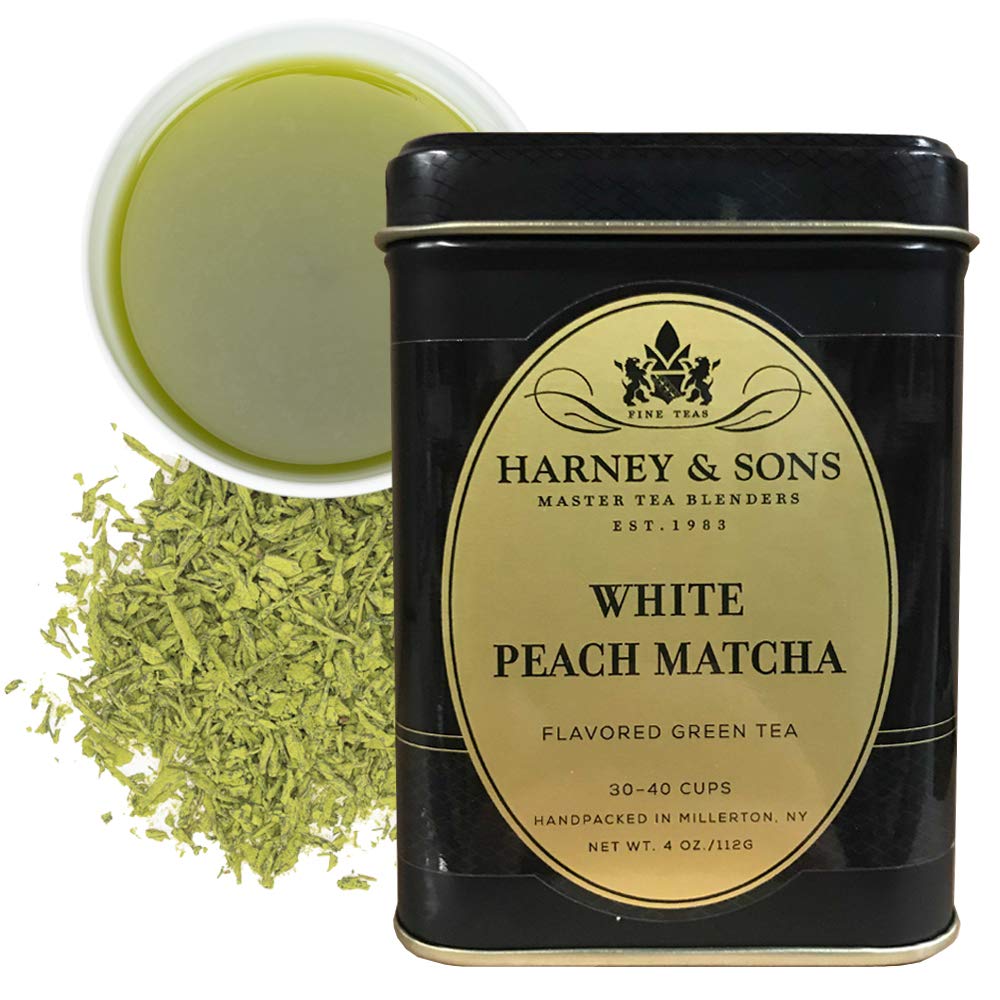 Harney & Sons White Peach Matcha Tea, Loose 4 Ounce tin