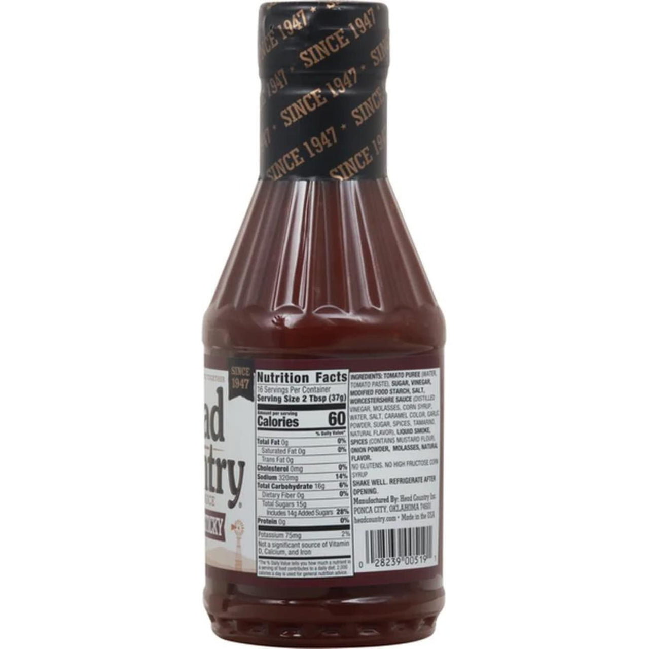 Head Country Bar-B-Q Sauce, Sweet & Sticky | Gluten Free BBQ Sauce With No Allergens Or Preservatives | Sweet & Robust Championship Barbecue Sauce Great on Beef, Pork & Chicken | 20 Ounce, Pack of 1