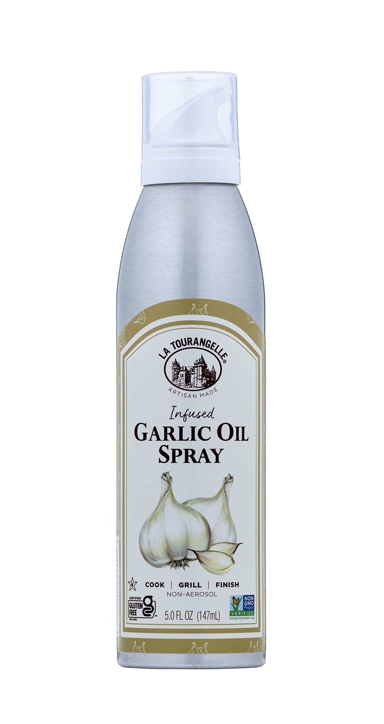 La Tourangelle, Garlic Oil Spray, Enhance Flavor of Pasta, Salad Dressing, Popcorn, Vegetables, and Aioli, 5 fl oz