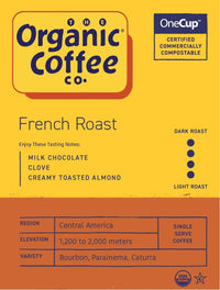 The Organic Coffee Co. Compostable Coffee Pods - French Roast (12 Ct) K Cup Compatible including Keurig 2.0, Dark Roast