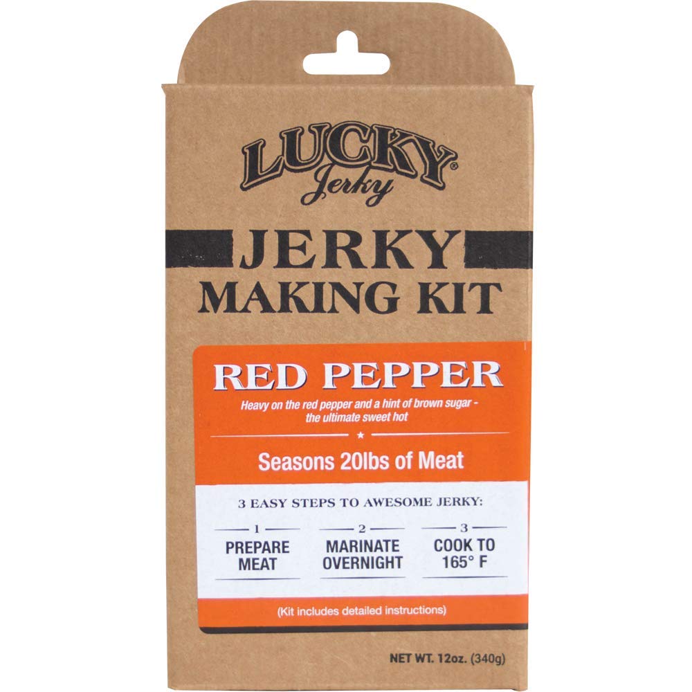 Lucky Beef Jerky DIY Red Pepper Jerky Seasoning Kit 12 Ounce, Sweet & Hot Spicy Red Pepper flavor, Easy Jerky Making Spice Marinade Seasoning, Beef Jerky, Deer Jerky, Wild Game (7005)