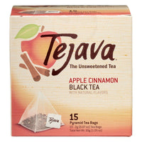 Tejava Biodegradable Black Tea Bags, Apple Cinnamon, 30 Pack, Unsweetened, Non-GMO, Kosher, No Sugar or Sweeteners, No calories, No Preservatives, Can Be Enjoyed Hot or Cold.