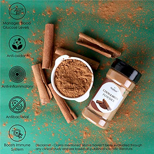 Malikaz' The Royale Taste Cinnamon Powder Jar, 100 g | Piquant | 100% Natural | No Additives | Sweet Aroma | Warm Taste | Easy to add a Wondrous Flavor Profile to Your Dish |