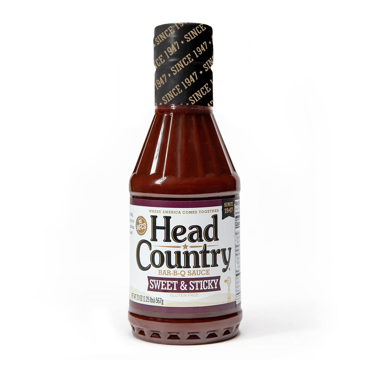 Head Country Bar-B-Q Sauce, Sweet & Sticky | Gluten Free BBQ Sauce With No Allergens Or Preservatives | Sweet & Robust Championship Barbecue Sauce Great on Beef, Pork & Chicken | 20 Ounce, Pack of 1