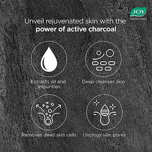 Joy Activated Charcoal Face Wash | Skin Purifying and Deep Detox | Fights Pollution, Blackheads, Whiteheads, Dark Spots, Acne and Pimples | Oil Control | Deep Pore Cleansing - Paraben Free -150 ml