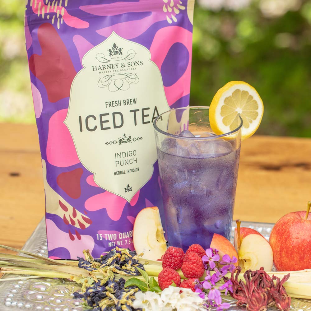 Harney & Sons Indigo Punch, Herbal Iced Tea, 15 Large Two Qt Teabags