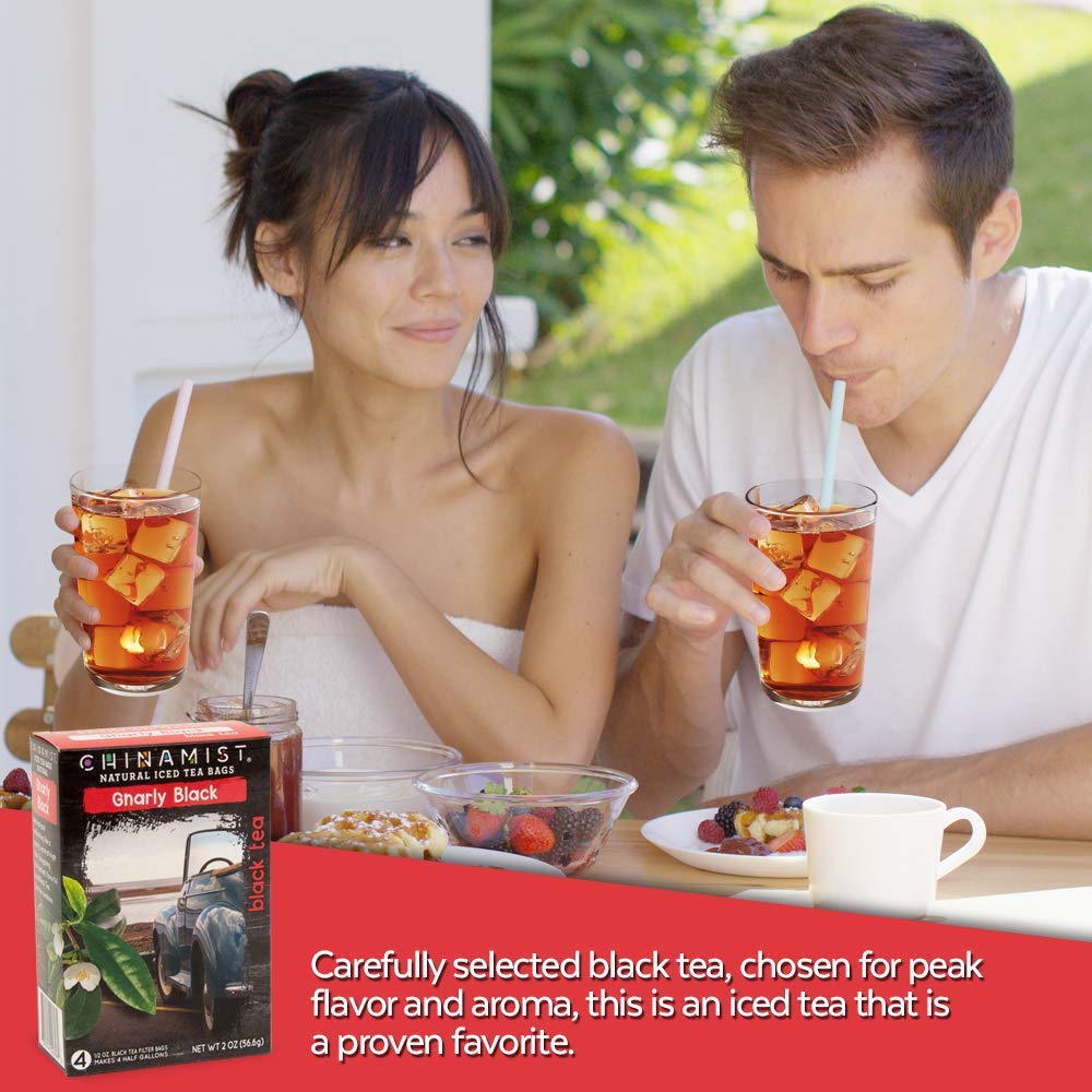 China Mist - Naturally Flavored Gnarly Black Iced Tea Bags - Each Tea Bag Yields 1/2 Gallon