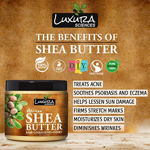 Luxura Sciences African Raw Shea Butter Unrefined Organic Ivory for Skin and Body.(200 Gms) Body Mositurizer|| Anti-ageing|| Stretch Marks||SunScreen||Lip Cream.