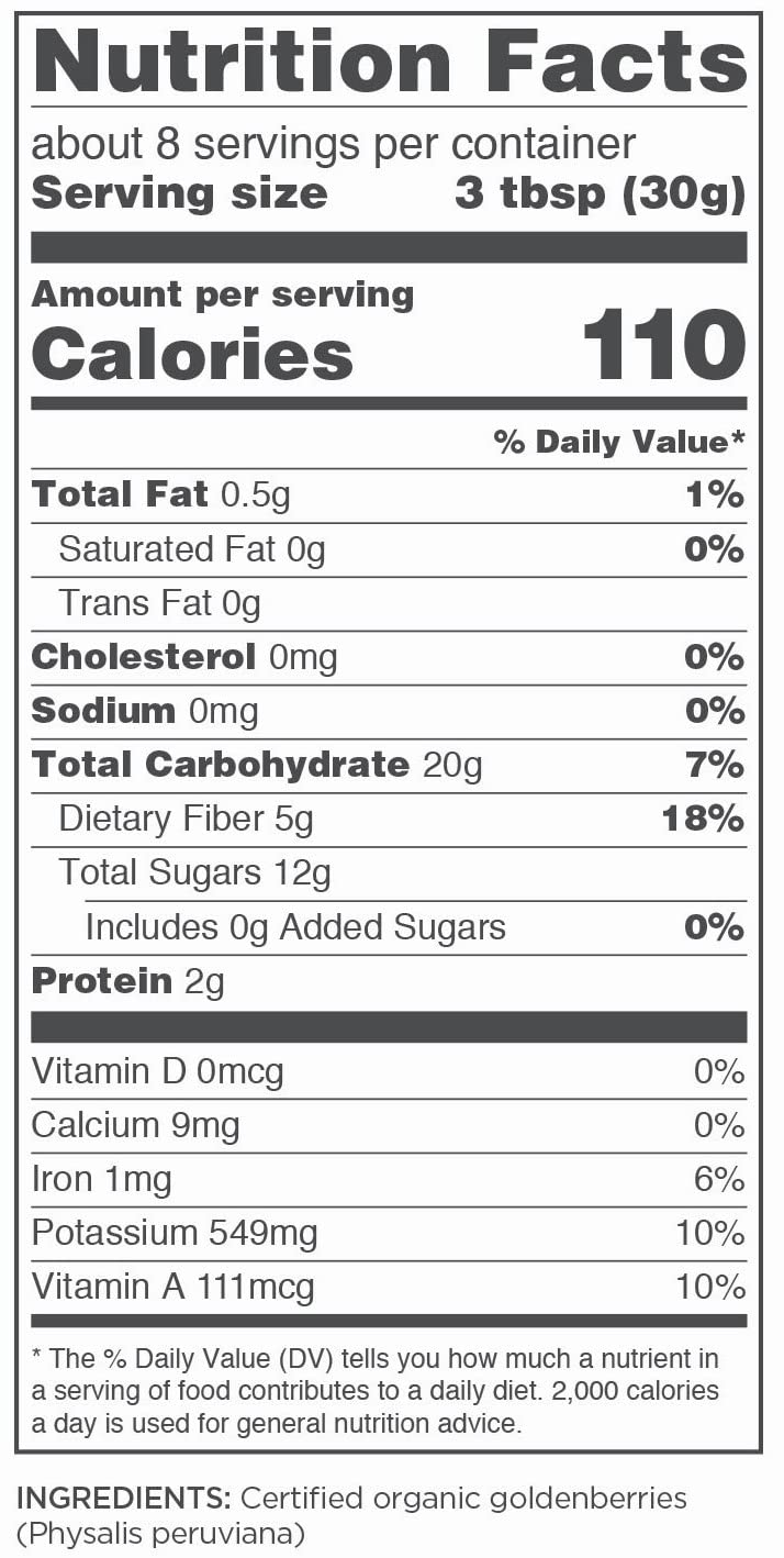 Navitas Organics Goldenberries, 8 oz. Bag, 8 Servings  Organic, Non-GMO, Sun-Dried, Sulfite-Free, 8 Ounce