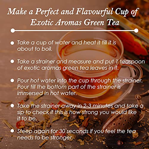 Exotic Aromas Rose Green Tea (200 G Serves 100 cups), with rose petals for good skin, hair, soothes menstrual cramps and weightloss