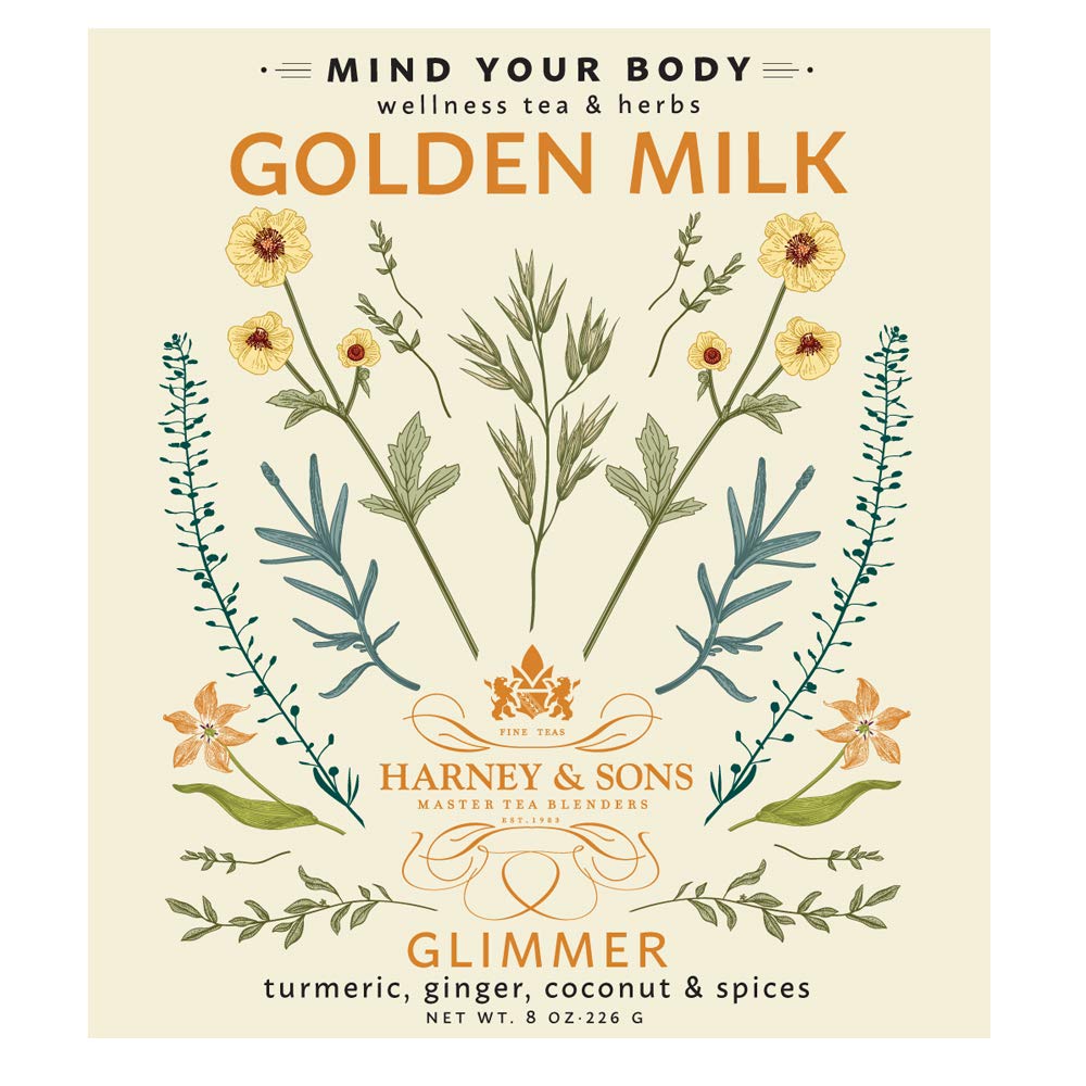 Harney & Sons Golden Milk Powder, Turmeric, Ginger, Coconut & Spices, 8 oz Tin