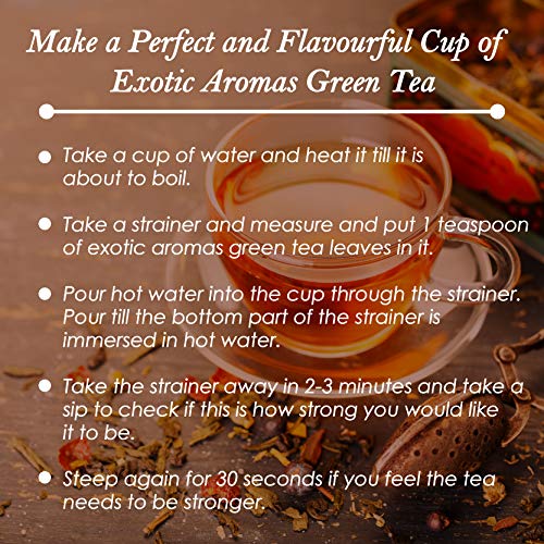 Exotic Aromas Cinnamon and Tulsi Green Tea (200 G, serves 100 cups), 100 % Whole Leaf Green tea with antioxident properties