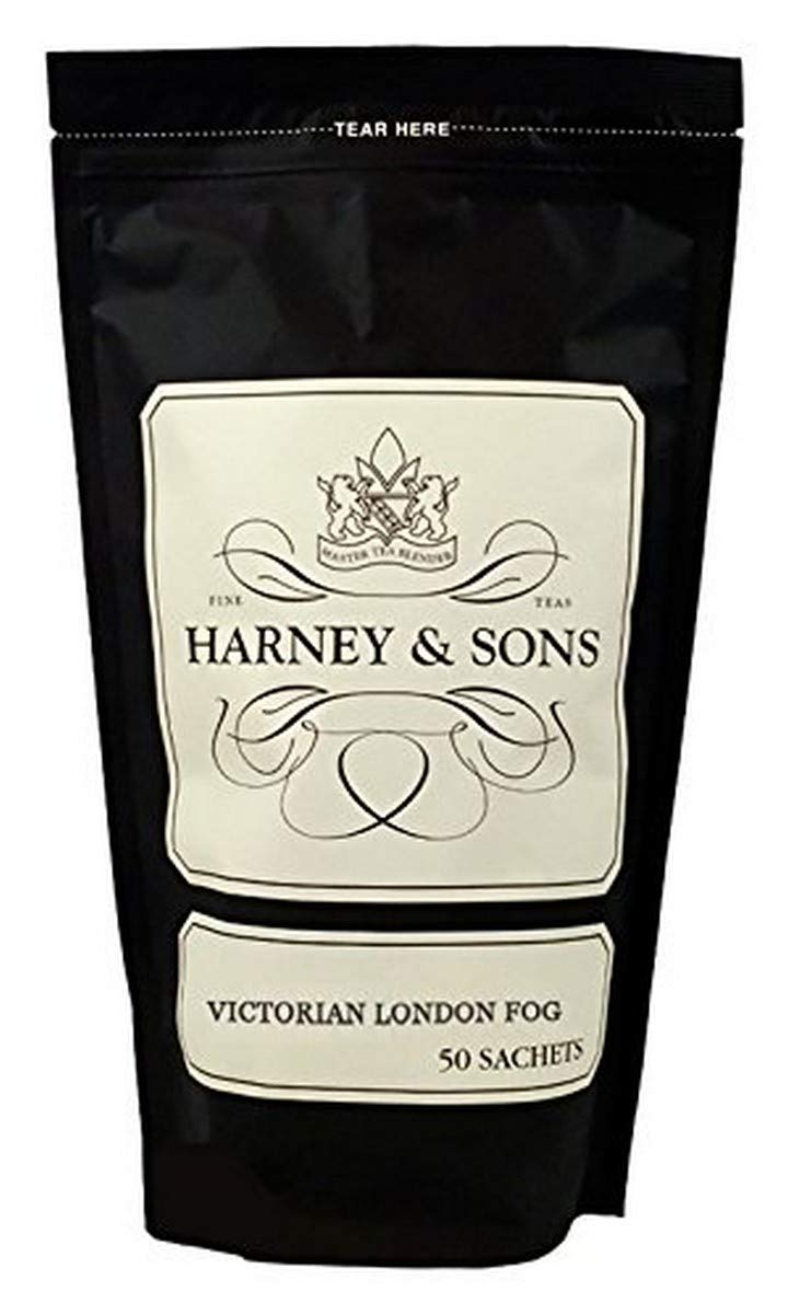 Harney & Son Victorian London Fog, Bag of 50 Sachets, Black Tea w/ Bergamot Oil and Vanilla