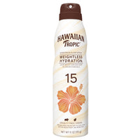 Hawaiian Tropic Silk Hydration Weightless Sunscreen Spray 6 Oz, SPF 15, 12 Hour Moisturization With UVA & UVB Protection, Water Resistant (80 Minutes) Sunblock