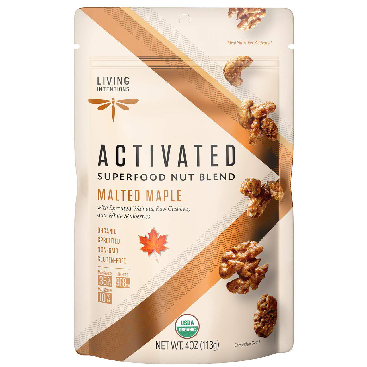Living Intentions Sprouted Organic Nut Blend Malted Maple NonGMO  Gluten Free  Vegan Paleo  4 Ounce Unit
