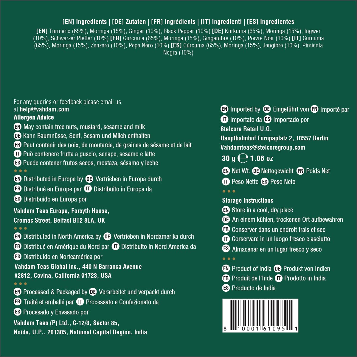 VAHDAM, Organic Turmeric Moringa Superfood Herbal Tea Bags (15 Pyramid Tea Bags) Caffeine Free & Herbal Blend of Turmeric, Moringa, Ginger & Black Pepper | Brew it as Hot or Iced Tea