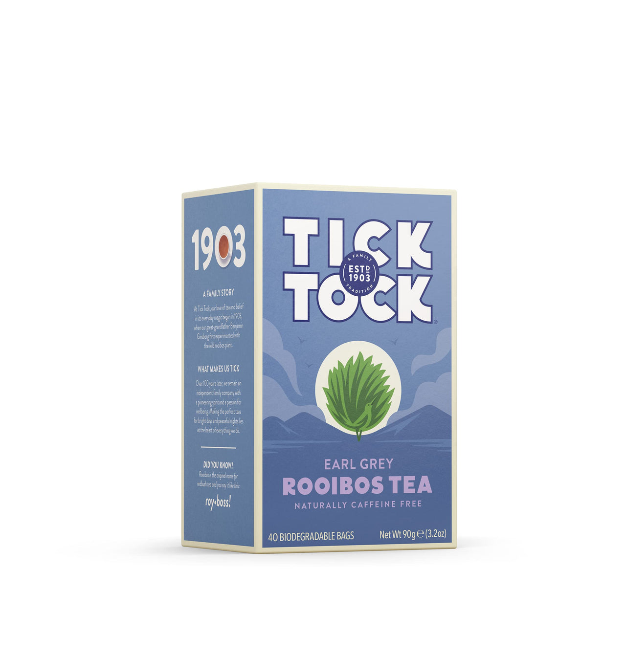 TICK TOCK TEAS Bags Earl Grey Rooibos Tea, 40 Count - Packaging May Vary