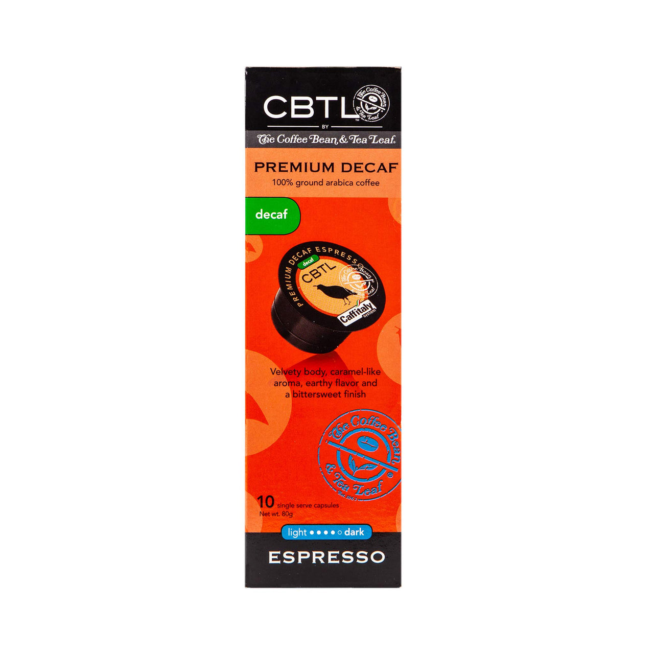 The Coffee Bean & Tea Leaf, Single Origin Premium Decaf Espresso Capsules for Caffitaly Brewers, 10-Count Pods