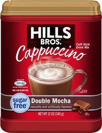 Hills Bros Instant Sugar-Free Double Mocha Cappuccino Mix, Easy to Use, Enjoy Coffeehouse Flavor from Home, Frothy and 10 g of Carbs, 12 Oz