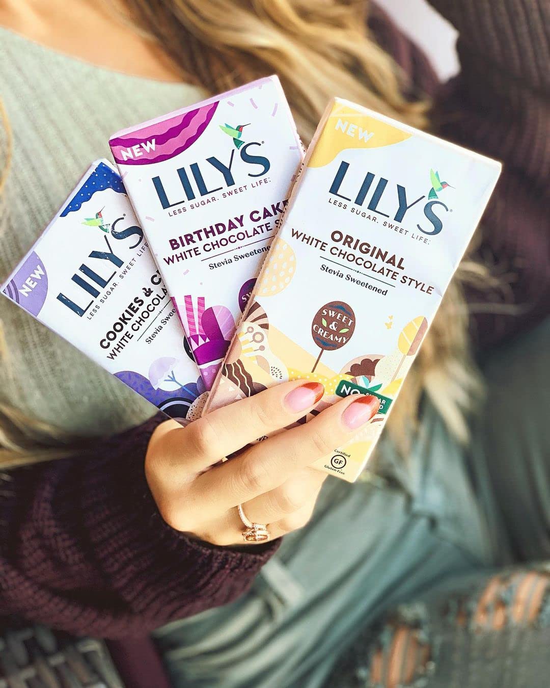 Birthday Cake White Chocolate Style Bar By Lily's  Sweets | Made with Stevia, No Added Sugar, Low-Carb, Keto Friendly | Gluten-Free & Non-GMO Ingredients | 2.8 Ounce, 4 Pack
