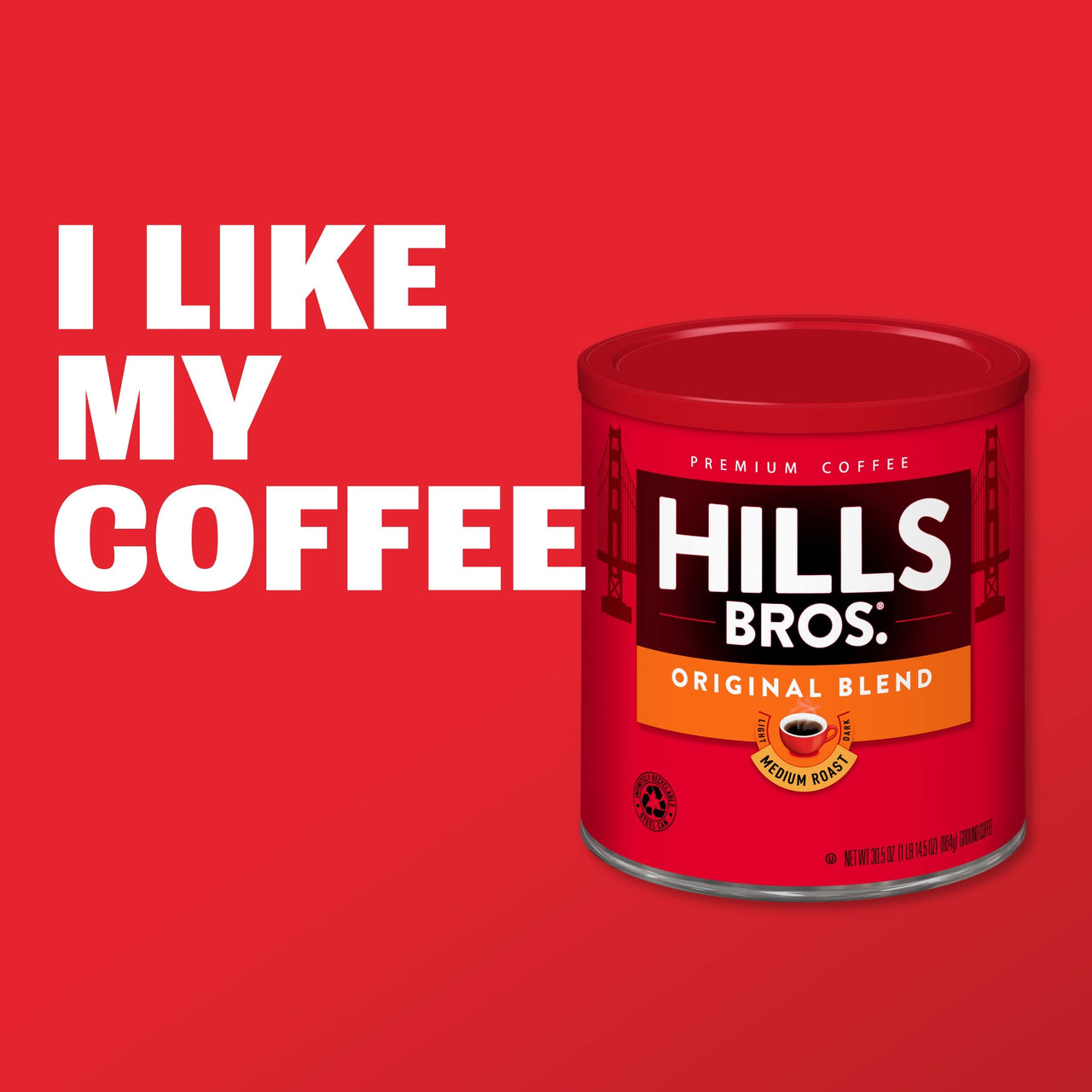 Hills Bros Hazelnut with Caramel Ground Coffee, Light Roast, 12 Oz Bag - 100% Arabica Coffee Beans, Light, Full-Bodied, Smooth Coffee