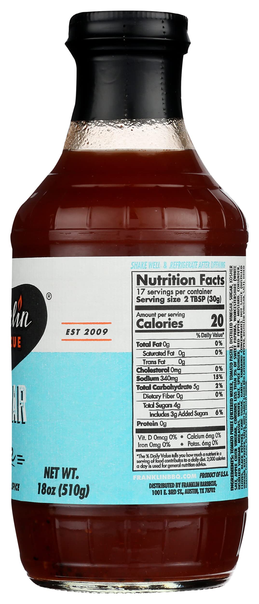 Franklin Barbecue Vinegar BBQ Sauce, 18 OZ