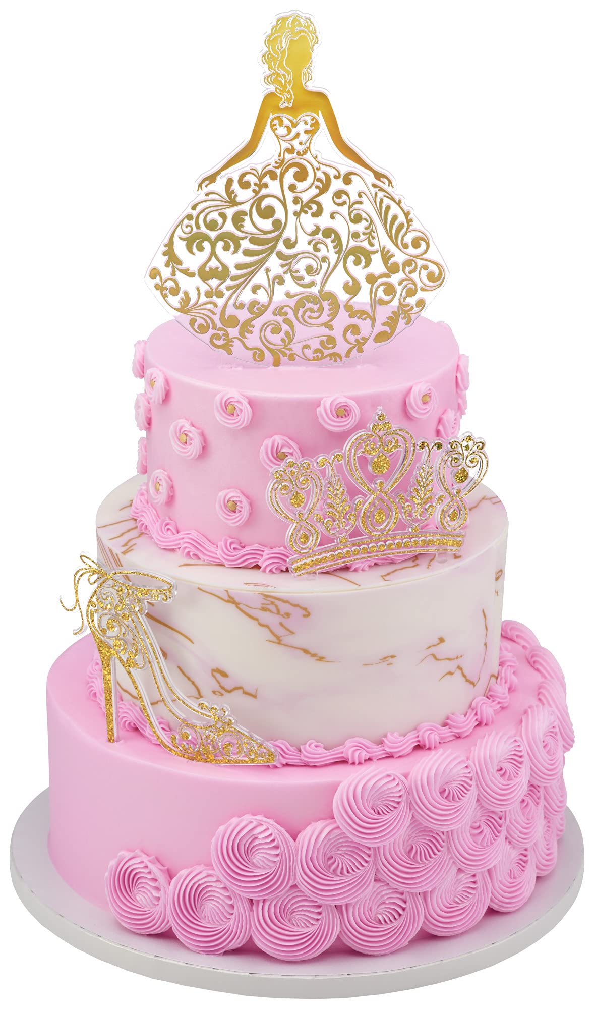 DecoPac QUINCEANERA Cake Decorating Kit, XL-GOLD Cake and Cupcake Toppers for Girls Sweet 15 Birthdays and Parties, Quince Aos