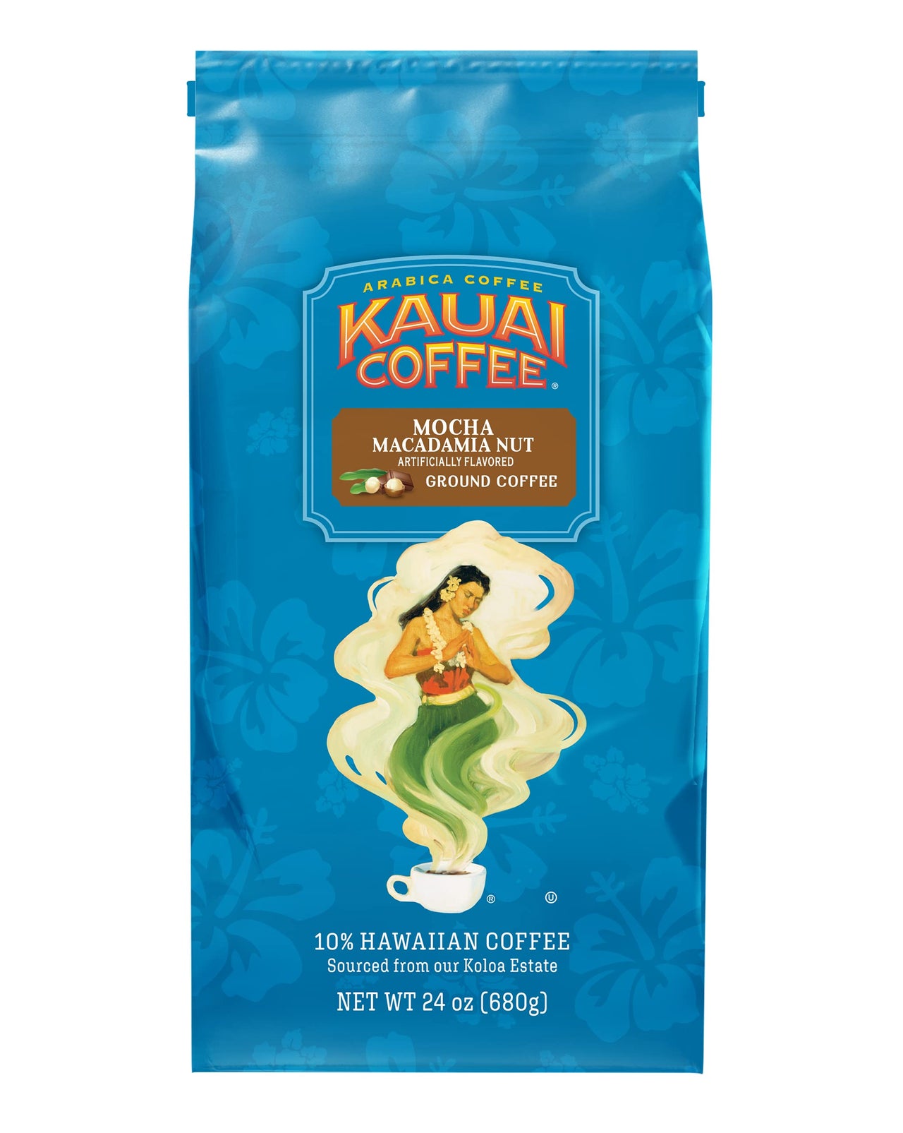 Kauai Hawaiian Ground Coffee, Mocha Macadamia Nut Flavor - Gourmet Arabica Coffee From Hawaii's  Largest Coffee Grower - Rich Flavor with Nutty Notes and Sweet Chocolate Overtones - 24 Ounce