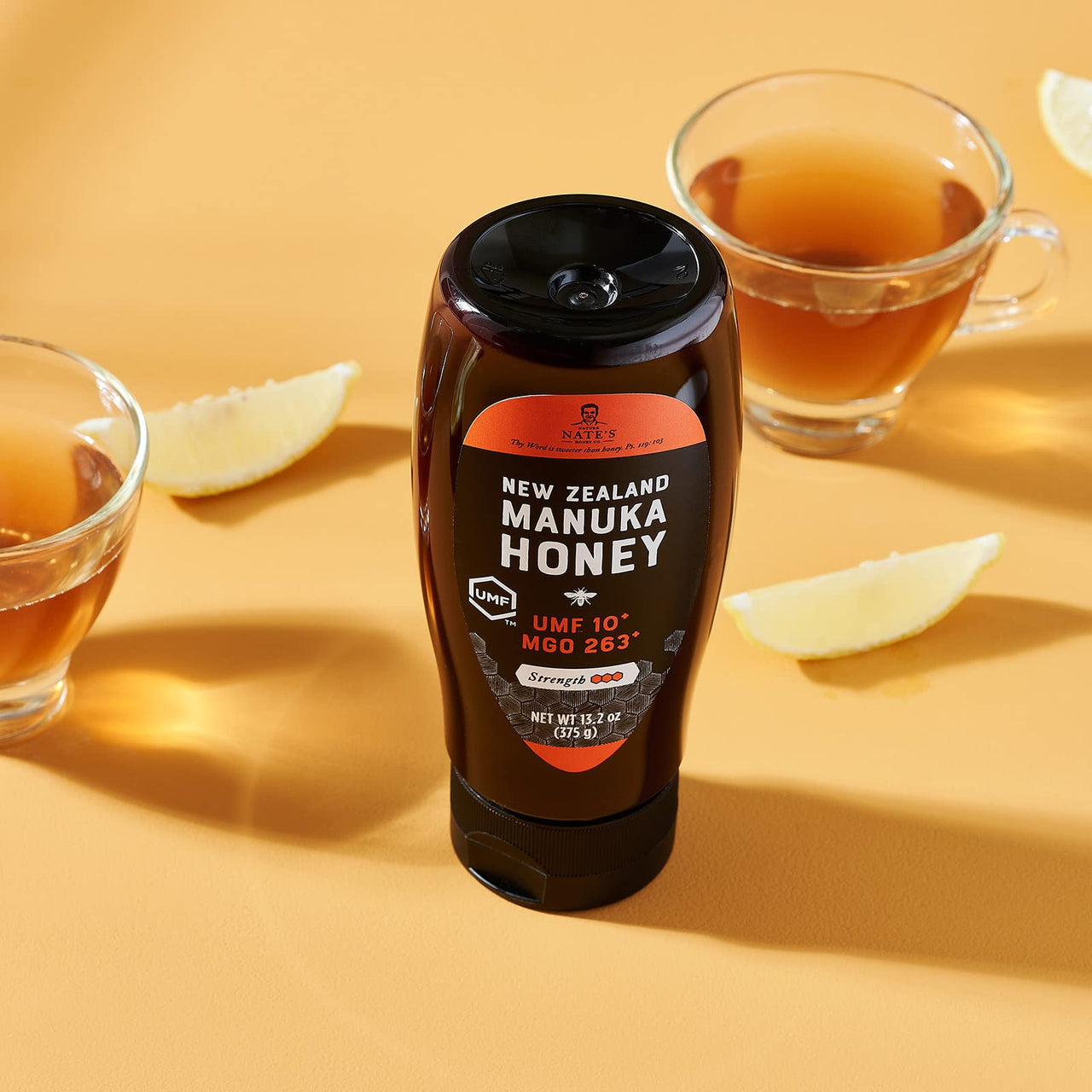 Nature Nate's  Manuka Honey UMF Certified 10+ | MGO 263+ - New Zealand Manuka Honey - All-Natural Sweetener, 13.2 oz Squeeze Bottle