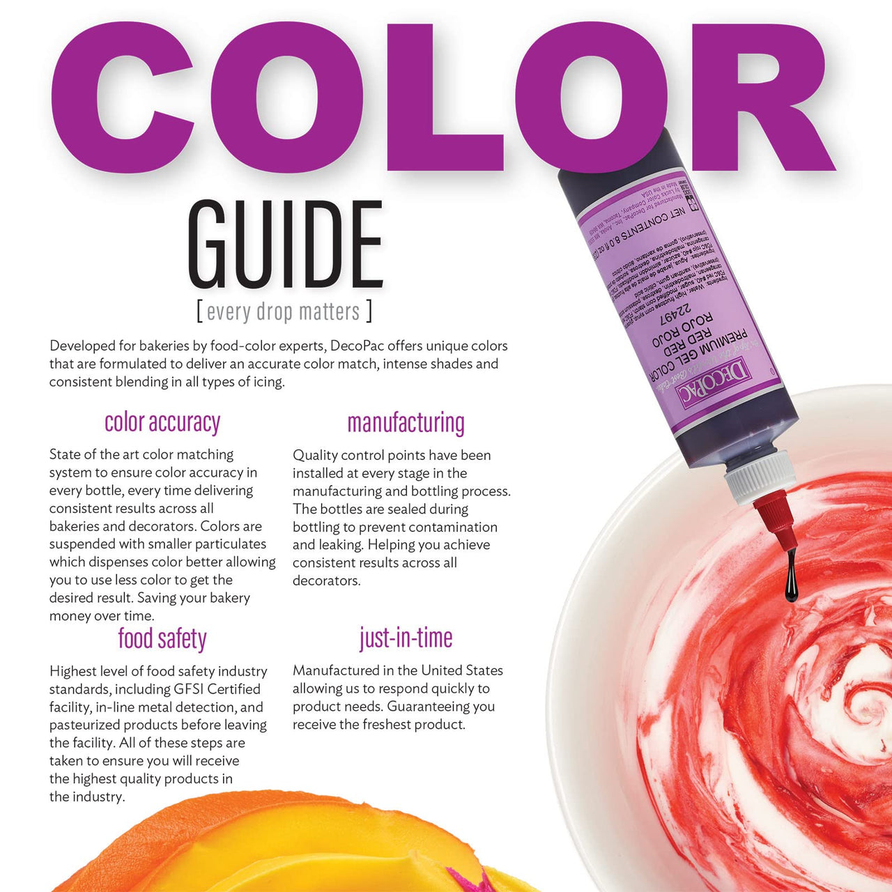 DECOPAC Premium Gel Food Color, Edible Coloring For Use with Buttercream or Whipped Icing, Fondant & Piping Gel, Highly Concentrated Gel, 8oz - Purple