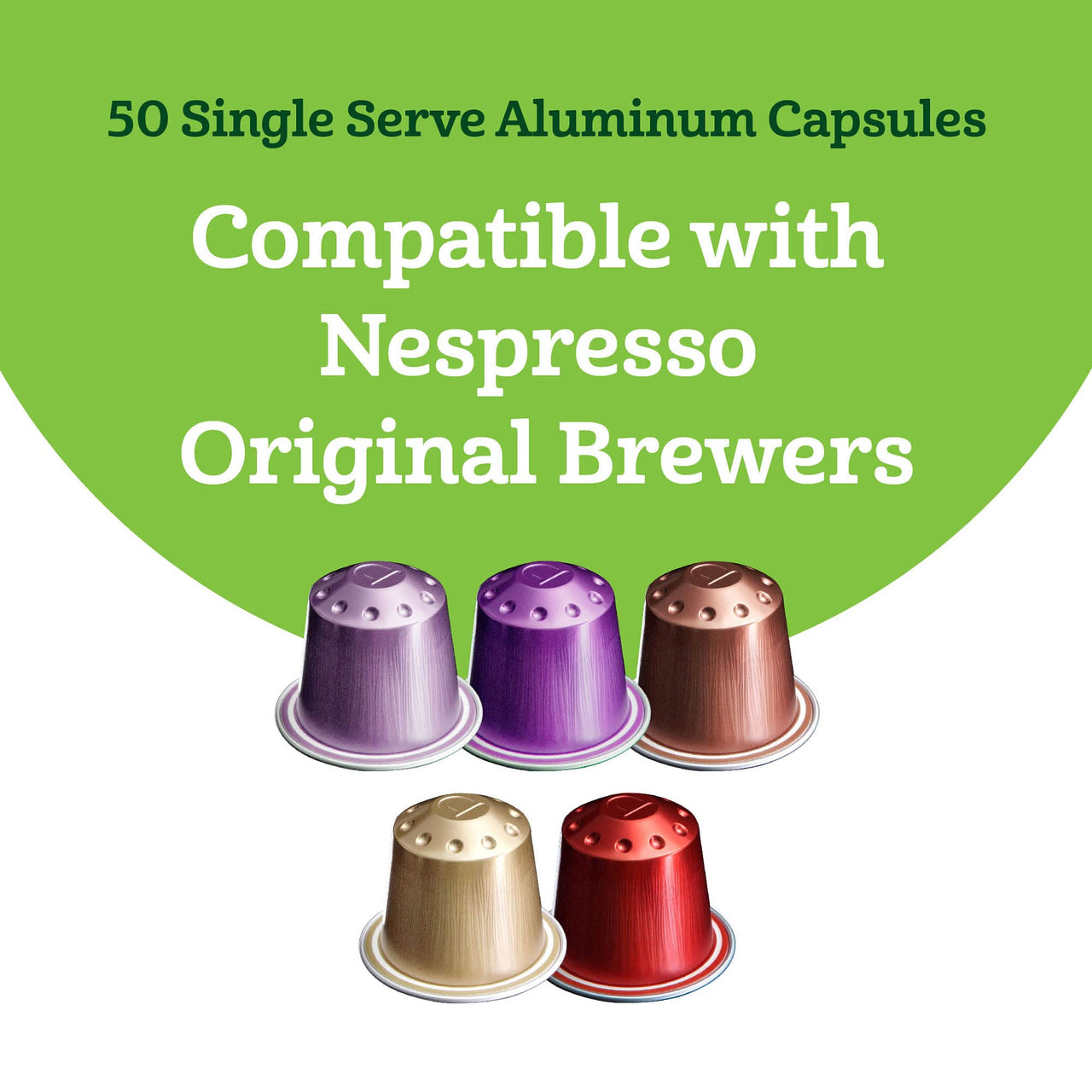 Fresh Intenso Dark, Medium & Forte Light Roast Aluminum Capsules, Variety Pack, Compatible with Nespresso Original Brewers, 50 Count (5 Packs of 10)